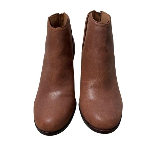 Gianni Bini Womens Ankle Boots 7.5 Brown Leather Zip Up High Block Heel Booties - Picture 1 of 8
